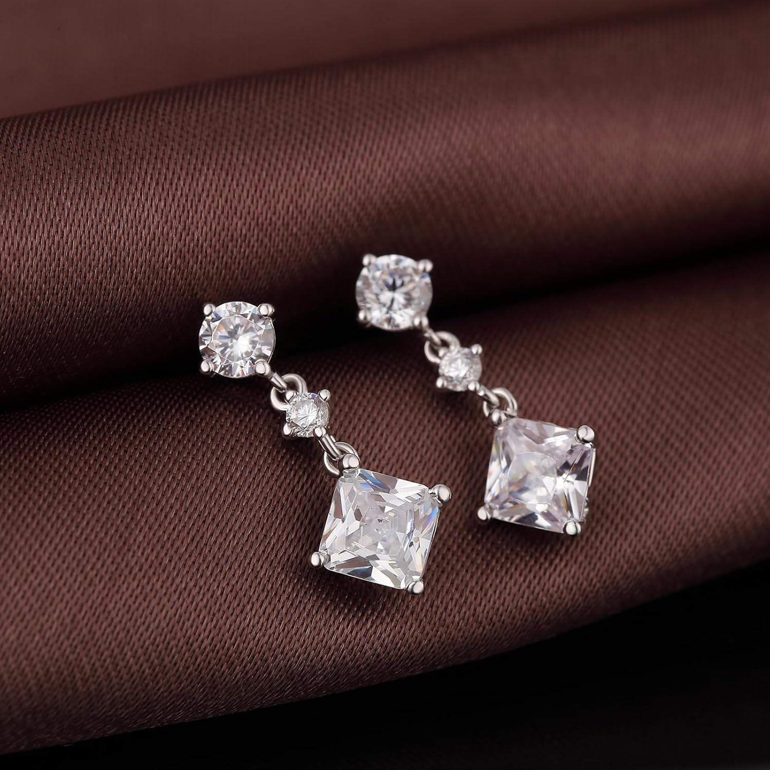 Jiamiaoi 18Kt Plated Sparkle Drop Earrings 925 Sterling Silver Teardrop Dangle Earrings 4A+ Cubic Zirconia for Women - Image 5