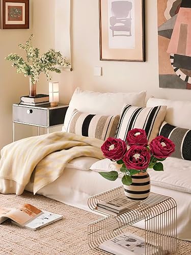 Miniatura 9 de YalzoneMet Flores Artificiales de Rosa Roja de Gran Floración de 3.5 Pulgadas, 4 Piezas, Rosas de Tacto Real con Tallo Largo de 17.7 Pulgadas, Rosas