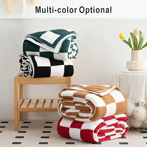 Miniatura 6 de Manta de cuadros a la moda, suave y acogedora para todas las estaciones, para cama y sofá, elegante a cuadros para decoración del hogar (tamaño de