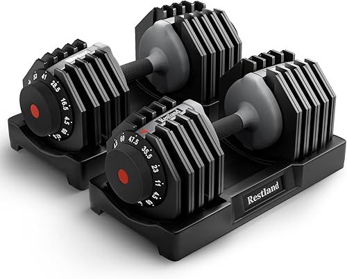 Miniatura 8 de Juego de mancuernas ajustables, juego de pesas libres de 25 libras  55 libras, par de mancuernas de ajuste rápido para ejercicios, mancuernas para