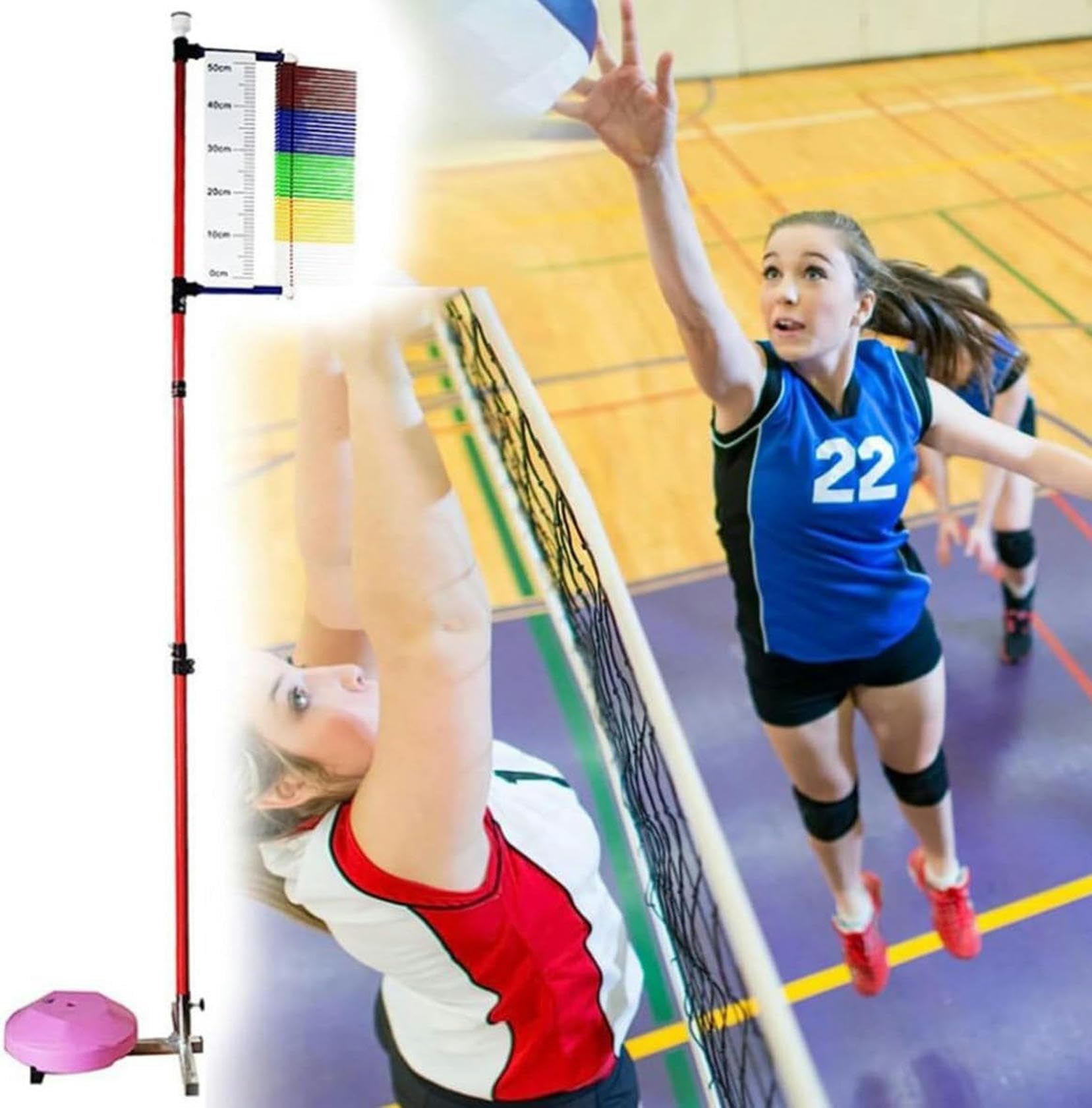 Probador de salto vertical con paletas de colores para pared de gimnasio y baloncesto