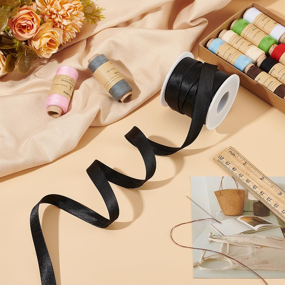 BENECREAT Nastro in Sbieco in Raso da 12.5 m Nastro in Sbieco per Rilegatura in Raso A Doppia Piega da 10 mm per Decorazione Cheongsam, Tubazioni di Cucitura di Abbigliamento, Rosso