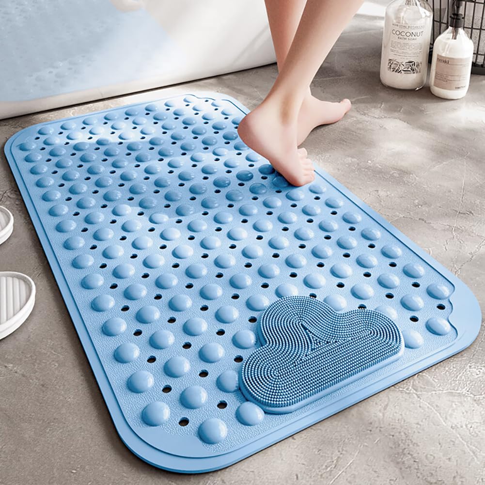 Alfombrilla de baño, Alfombrillas De Bañera Material, Área Masaje Pies(Blue,80x50cm)