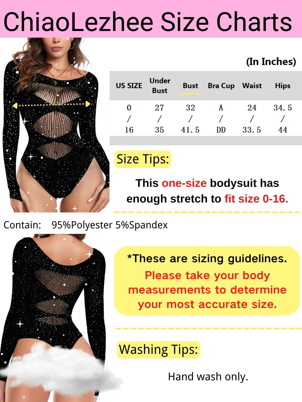 Sparkly Rhinestone Bodysuit, Sexy Rave Outfits, Size Fit 0-16 - Image 7