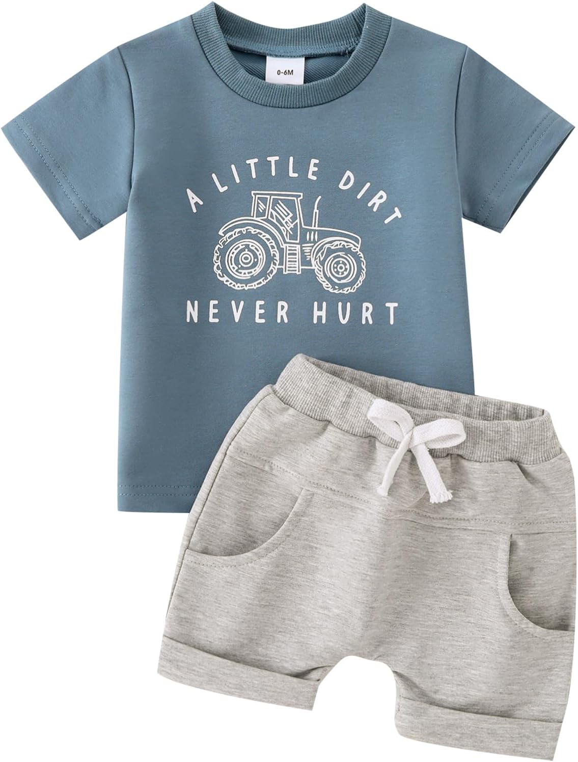 Yvowming 0-4T Toddler Baby Boy Clothes Kids Summer Truck Print T Shirt Short Set with Pockets