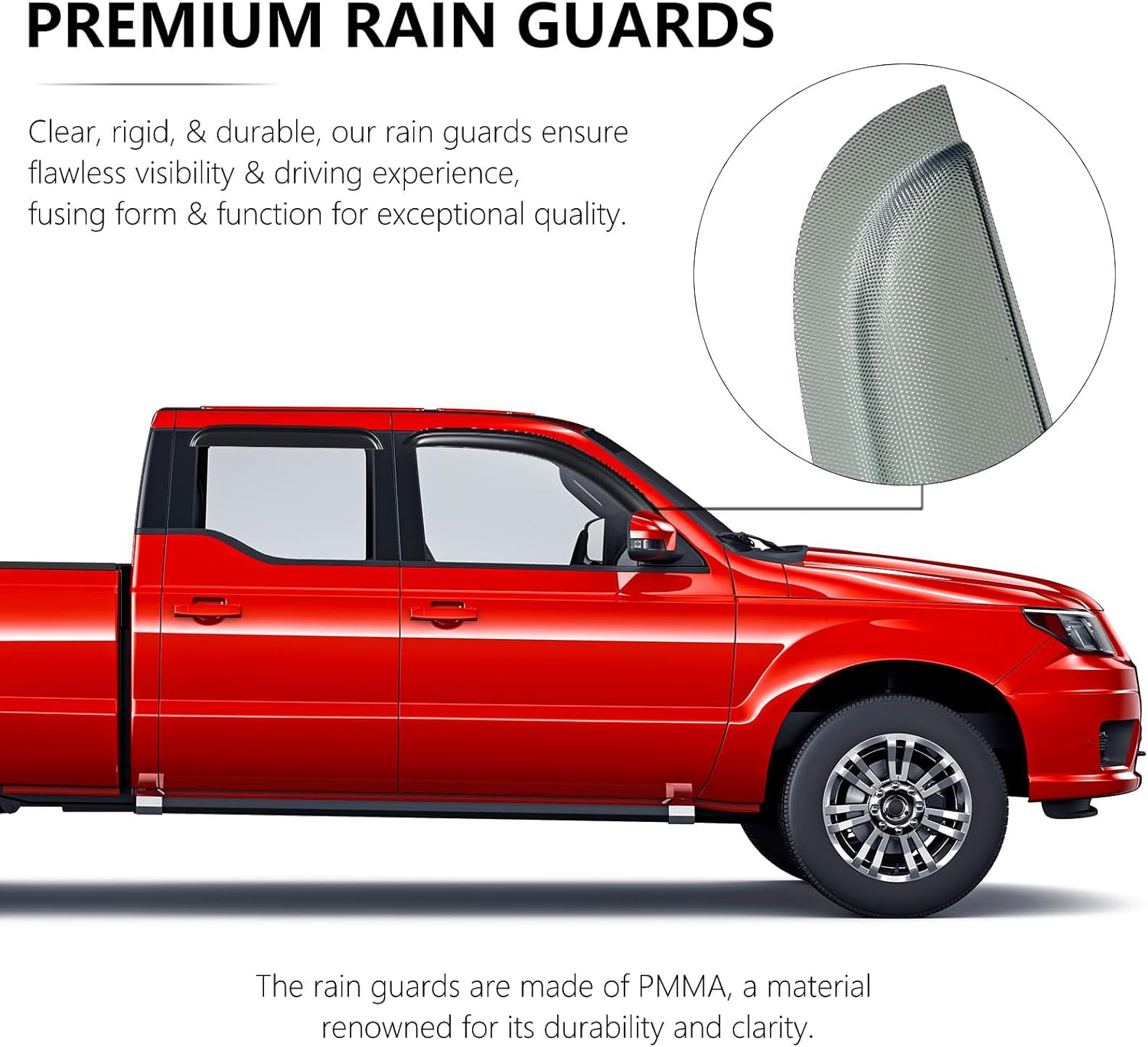 Window Visors Rain Guards for Ford F-150 Super Crew Cab 2015-2024Window Vent Wind Deflectors Visors Shades forFord F-150 Raptor F250/F350/F450/F550 Super Duty Super Crew Cab 2017-2024 Dark Green