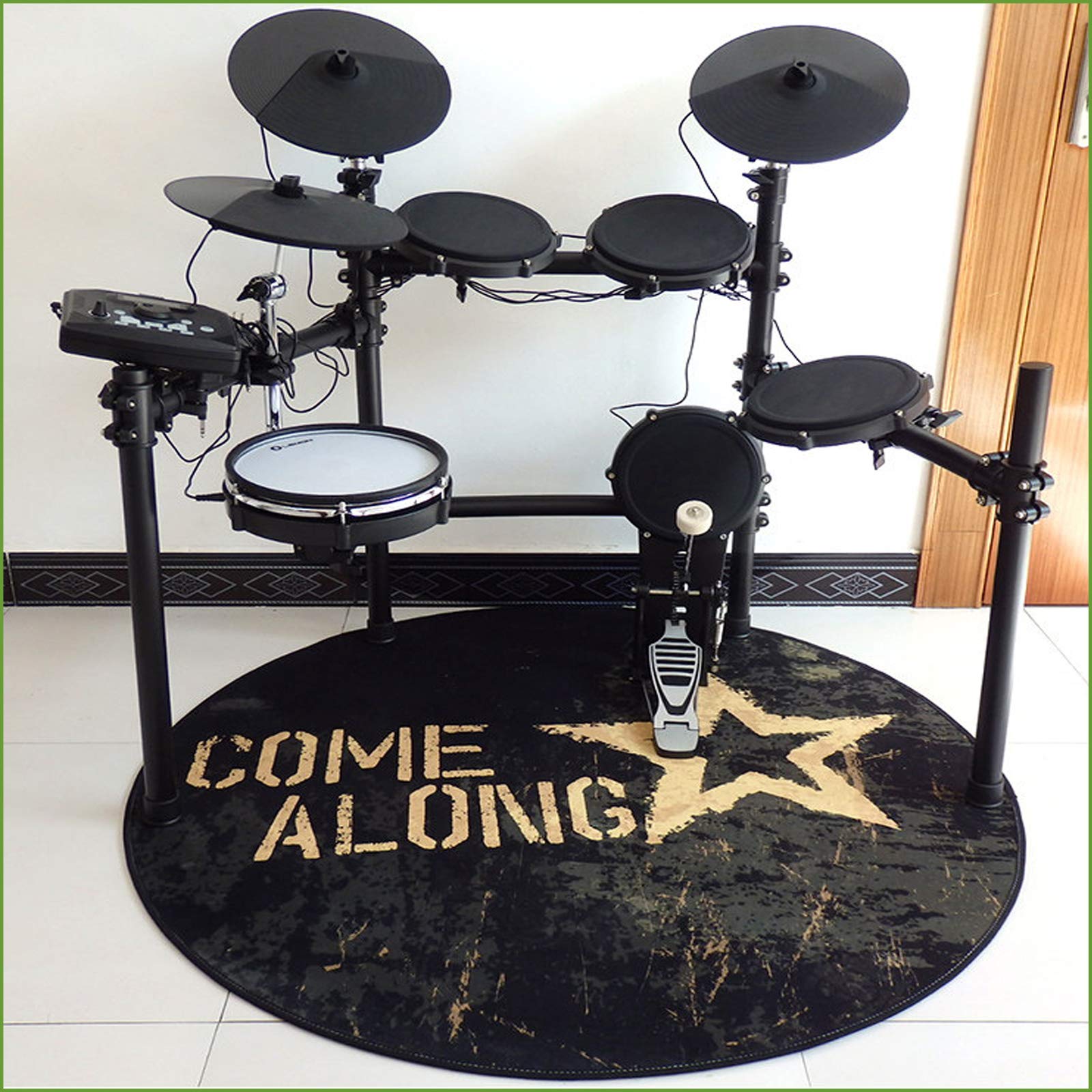 Tappeto per Batteria Tappeto A Tamburo Tondo Tappeto Antiscivolo Drum Carpet Tappeto Drum Tappeto Insonorizzato Drum Rugs per Batteria Elettronica Grancassa Rullante E Altri Tappeti Antiscivolo