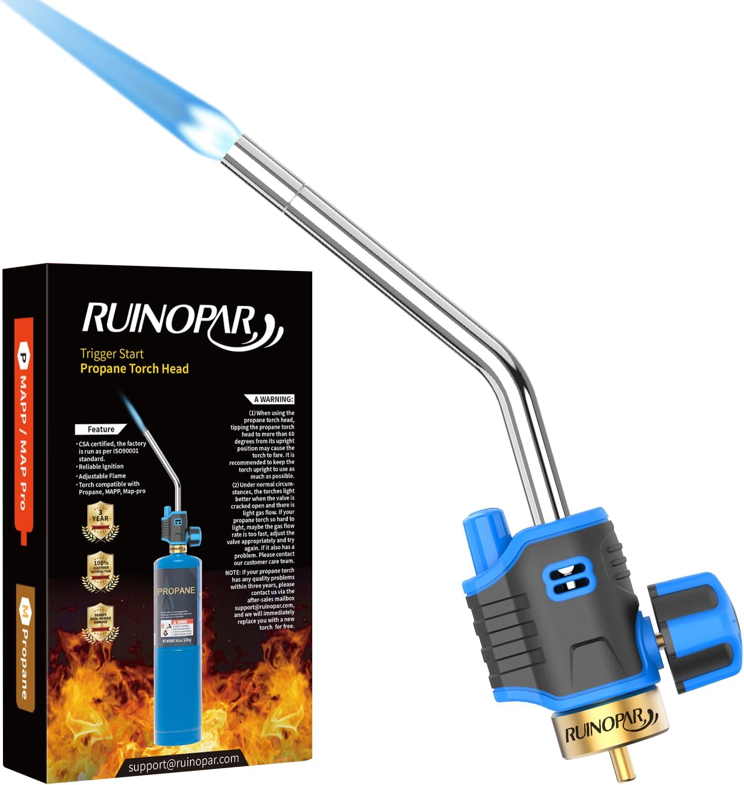 Trigger-Start Torch Head TS4000, High Intensity Flame Torch, MAPP