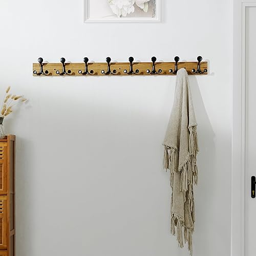 Miniatura 147 de SKOLOO Perchero de madera blanca de 17 pulgadas con 3 ganchos triples, ideal para entradas familiares, aulas y almacenamiento de suministros para