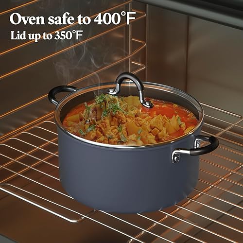 Miniatura 5 de Cook N Home Casserole - Olla de horno holandés con tapa, anodizado duro profesional, antiadherente, 6 cuartos de galón, apta para horno, con asas