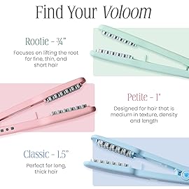 VOLOOM Petite 1 Inch Professional Volumizing Ceramic Flat Iron - Hair Volumizer & Styling Tool with Adjustable Temp & Auto Shut-Off for Lasting Volume for Medium or Fine Hair - Heat Resistant Case