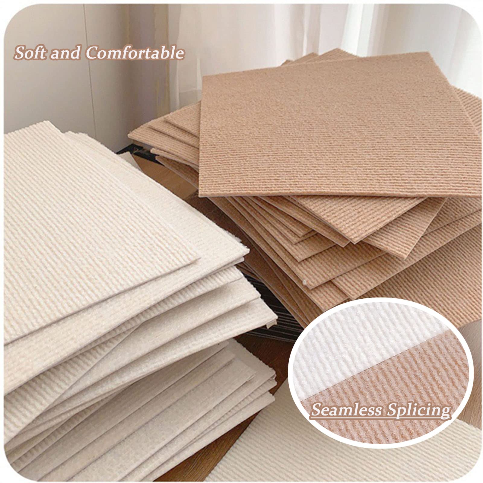 Selbstklebende Teppichfliesen 50x50cm rutschfeste Peel and Stick Multifunktionale Fußmatten Zweifarbiges Spleißen für