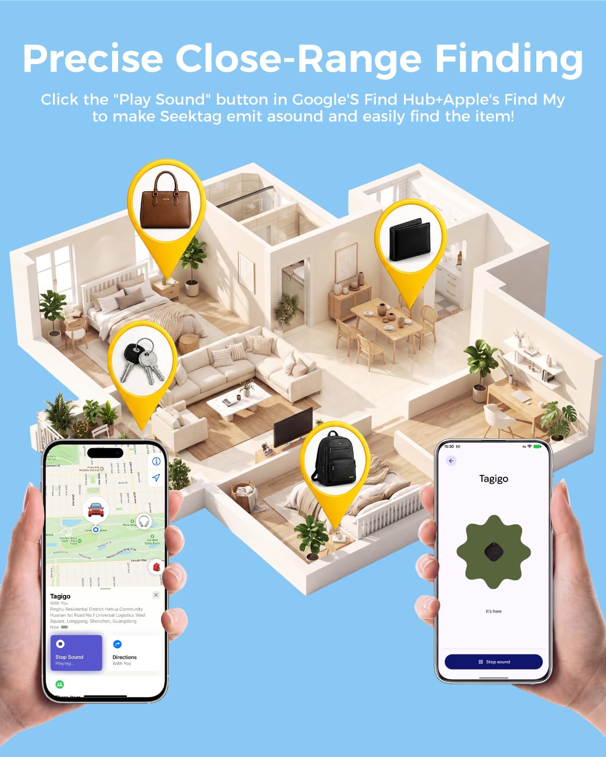 Air Tags pour Android, Air Tags-Lot de 4 étiquettes de suivi d'air avec 6 étuis, autonomie de 2 ans, traqueurs Google et Apple Find pour l'application Google Find Hub et Apple Find My, traqueur de