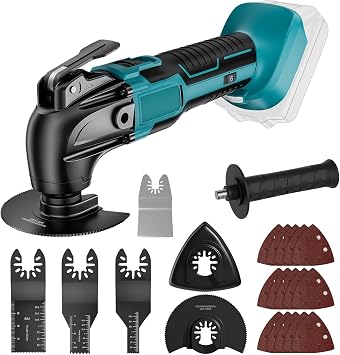 Cordless Oscillating Tool for Makita 18V BatteryNo Battery, 6 Variable Speed Brushless-Motor Tool, 22Pcs Multi Tool Kit, Oscillating Saw for Scraping, Sanding, Cutting Wood