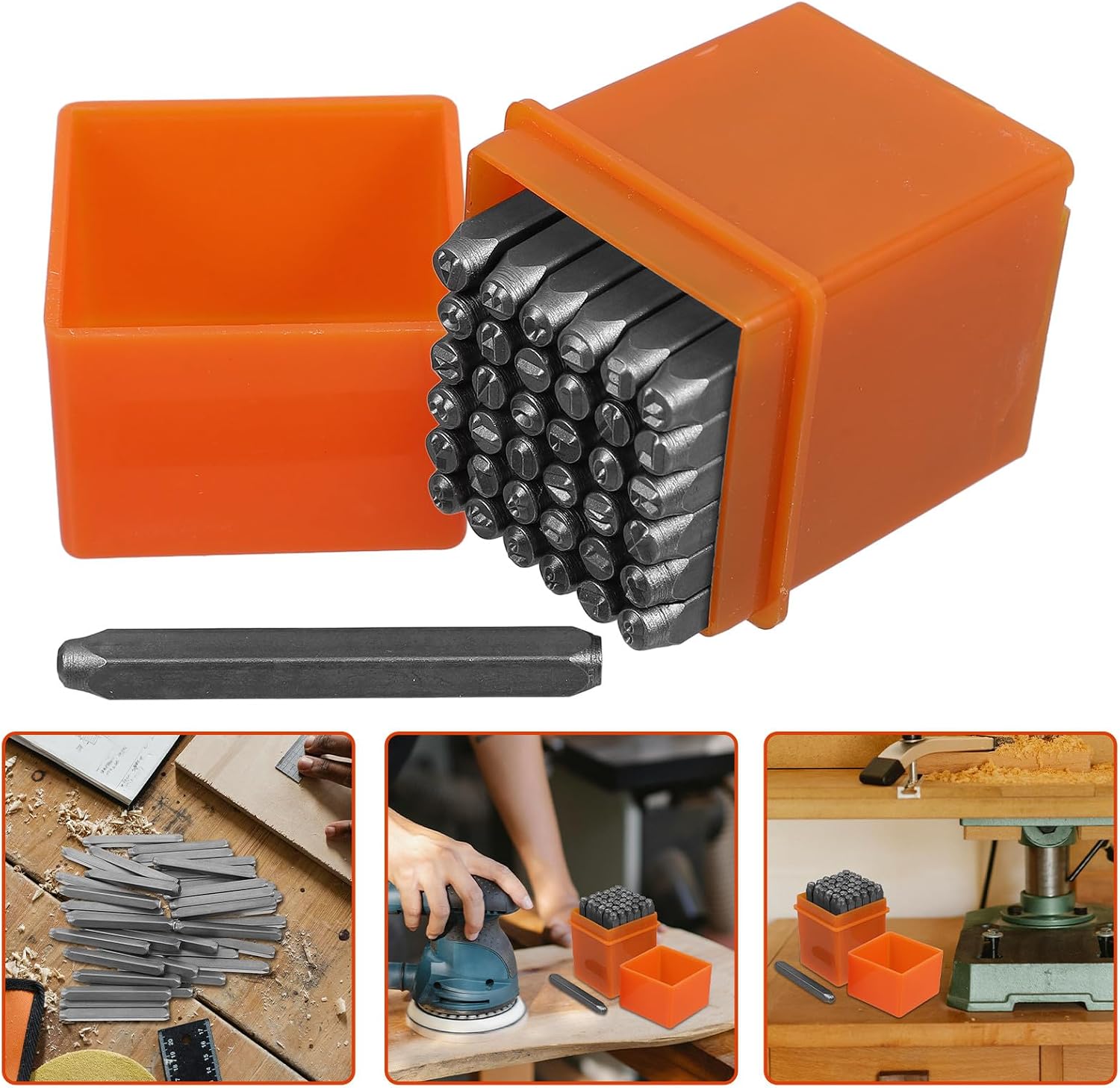 WOFASHPURET 37-pcs Metal Stamping Kit Number and Letter Punch Set A-z 0-9 Heart Symbols for Metal, Wood, Plastic, and Leather Jewelry Crafting Tools