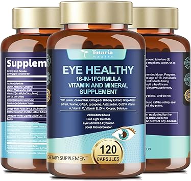 AREDS 2 Eye Vitamins and Mineral Bilberry Extract Omega-3, Eye Vitamin for Seniors Macular Health and Dry Eye, Eye Vitamins Lutein and Zeaxanthin Support Eye Strain & Hydration (120 Capsules)