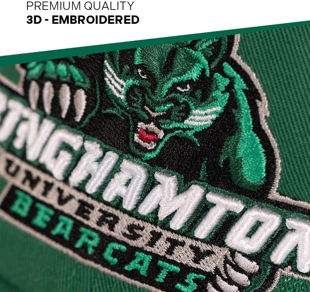 Desert Cactus Binghamton University Baseball Hat Bearcats SUNY Brimmed Embroidered Cap Adjustable Cloth Strap Adult (Style A) Green