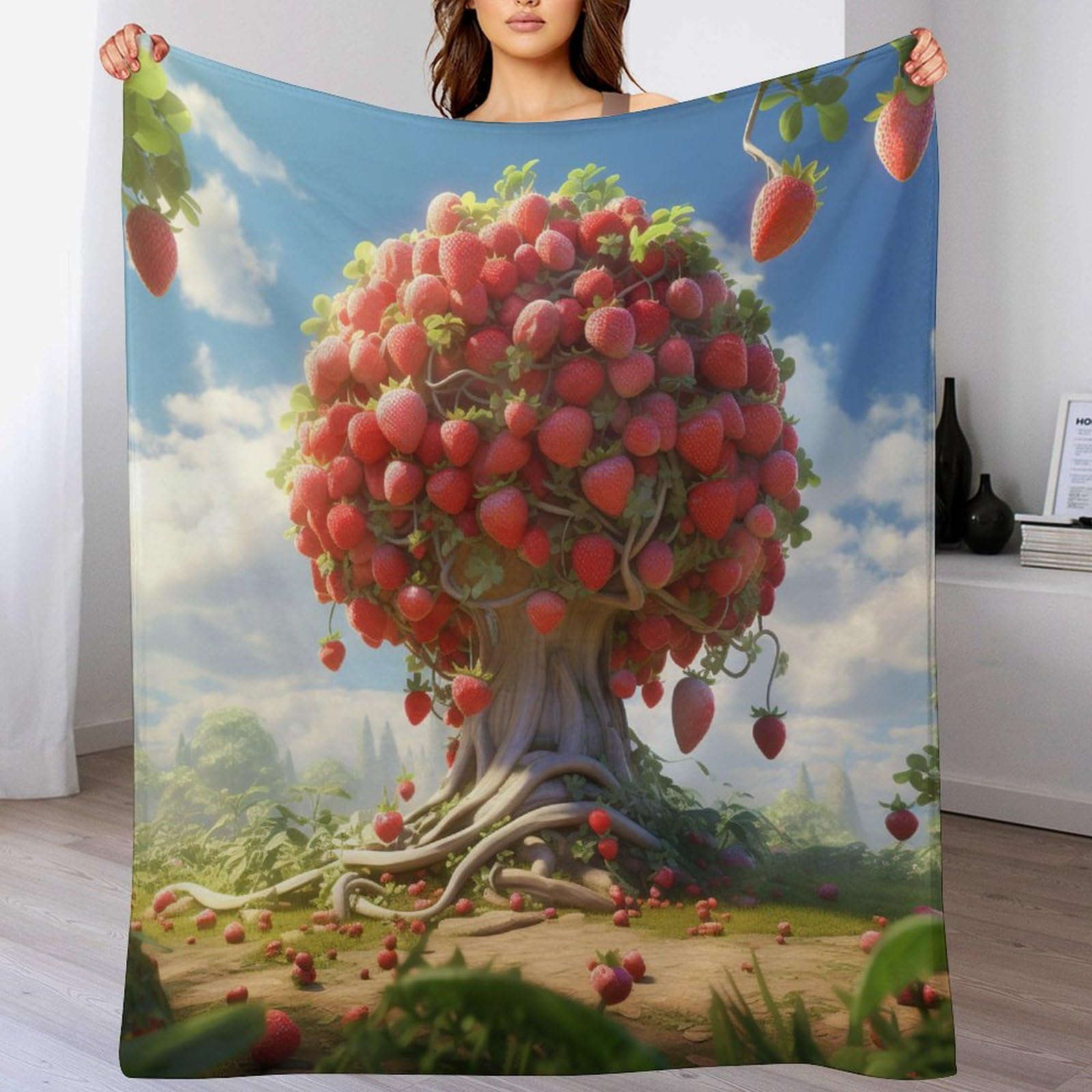 Couverture en flannel douce fruit fraise, le cadeau réconfortant idéal