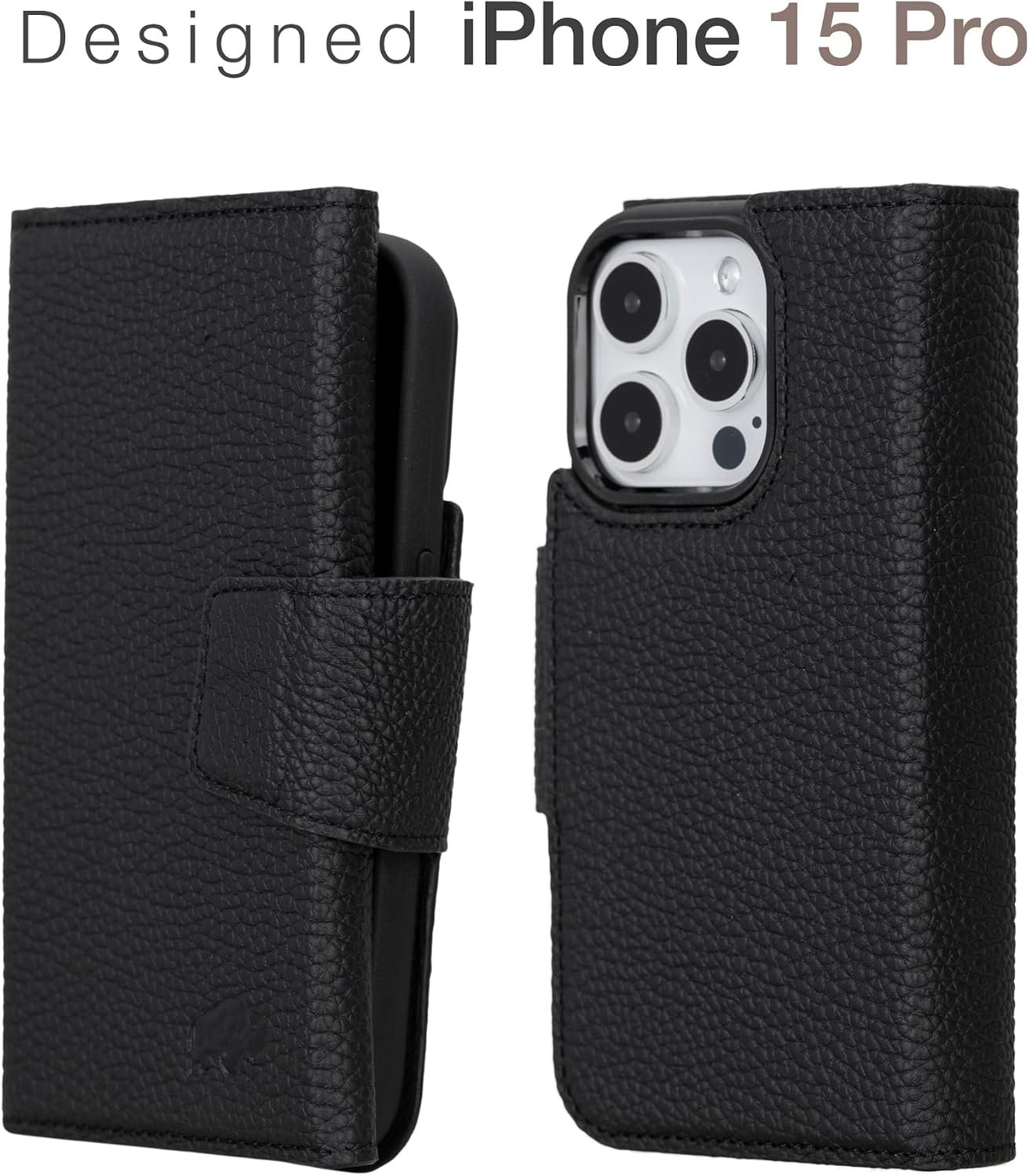 BLACKBROOK Trifold Leather Wallet Case for iPhone 15 Pro, Tudor Premium Leather Magnetic 2-in-1 for MagSafe, 8 Card Slots & ID Pocket, RFID Protection, Compatible with iPhone 15 Pro Folio Case