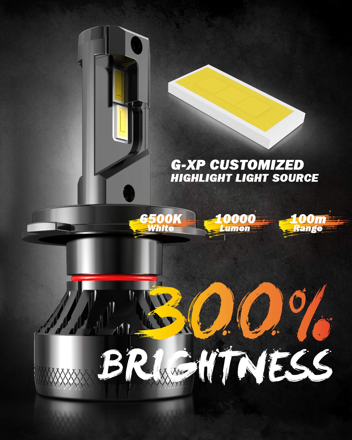 OUSHI Bombilla H4 LED Coche, 110W 20000LM Canbus 6500K Xenon Blanco 9003 HB2 Alto/Bajo LED Bombillas Faros Delanteros para Coches Kits de Conversión (Paquete de 2)