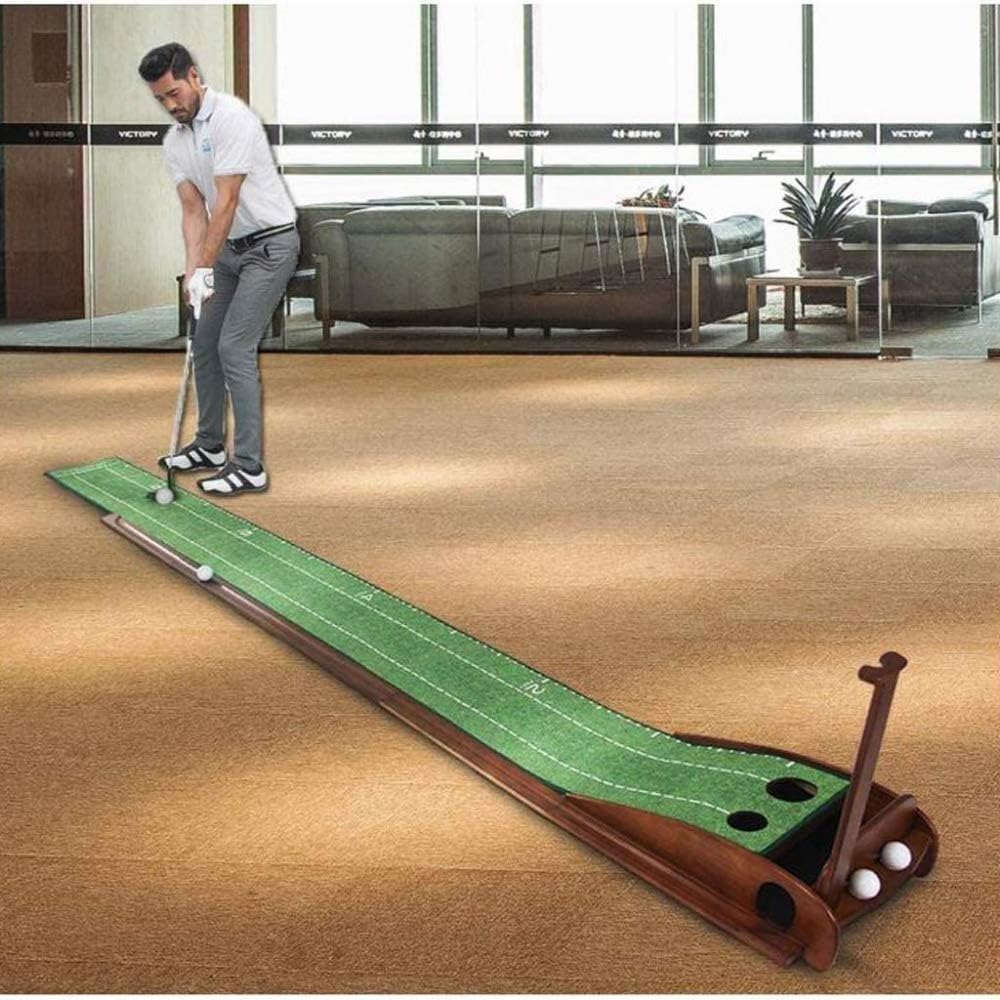 Golf Putting Mats Wood Golf Putting Green Mat with Automatic Ball Return System