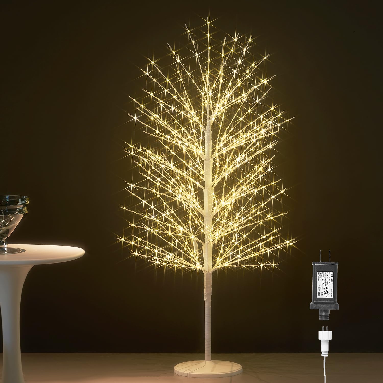 Arbre blanc lumineux feerique de 122cm avec 576 LED denses Hairui