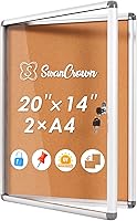 Vista 15 de SWANCROWN Tablero de anuncios cerrado a prueba de manipulaciones, tablero de información segura con puerta de acrílico, 26 x 20 pulgadas (4 x A4)