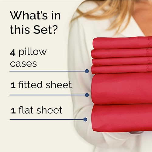 Miniatura 2 de Juego de sábanas tamaño matrimonial de 6 piezas, sábanas transpirables y refrescantes, sábanas de hotel, ropa de cama cómoda con bolsillos profundos