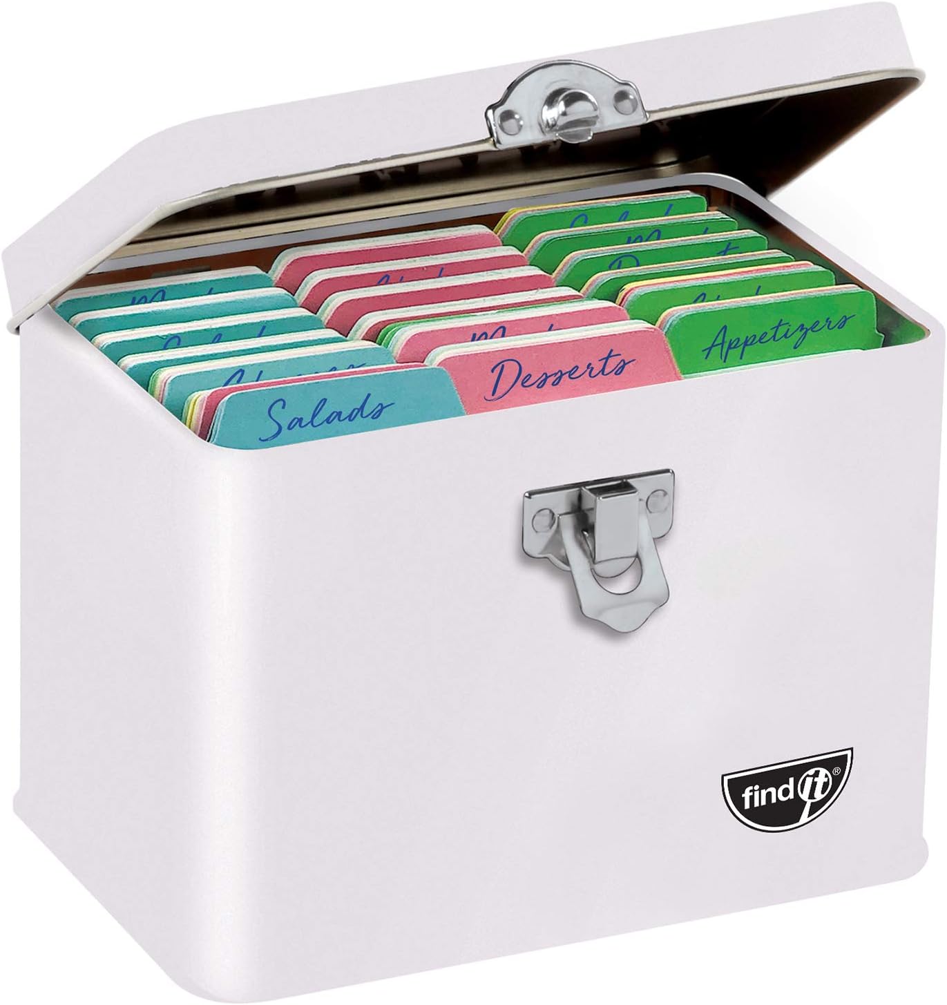 Find It Tabbed Index Cards, 3 x 5 Inches, Assorted Colors, 288-Pack with Bonus Index Card Box, White, FT07588