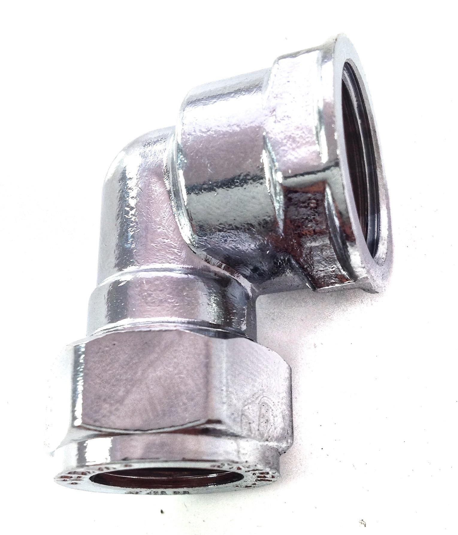 22mm x 3/4" Female Chrome Elbow (Known as Chrome Chrome Compression Elbow/Chrome Pipe Fittings/Brass Chrome Fittings Also Available in 15mm, 22mm, 28mm, 1/2 inch BSP, 3/4 inch BSP and 1 inch BSP)