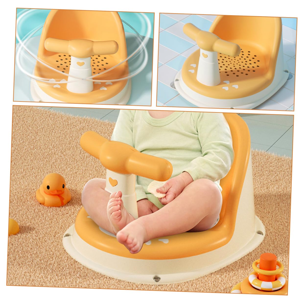 Asiento Material Bebés Baño Antideslizante para Diseño y Pp y Tpe para Limpieza Esfuerzo, Adecuado para Hora del Baño y Juegos