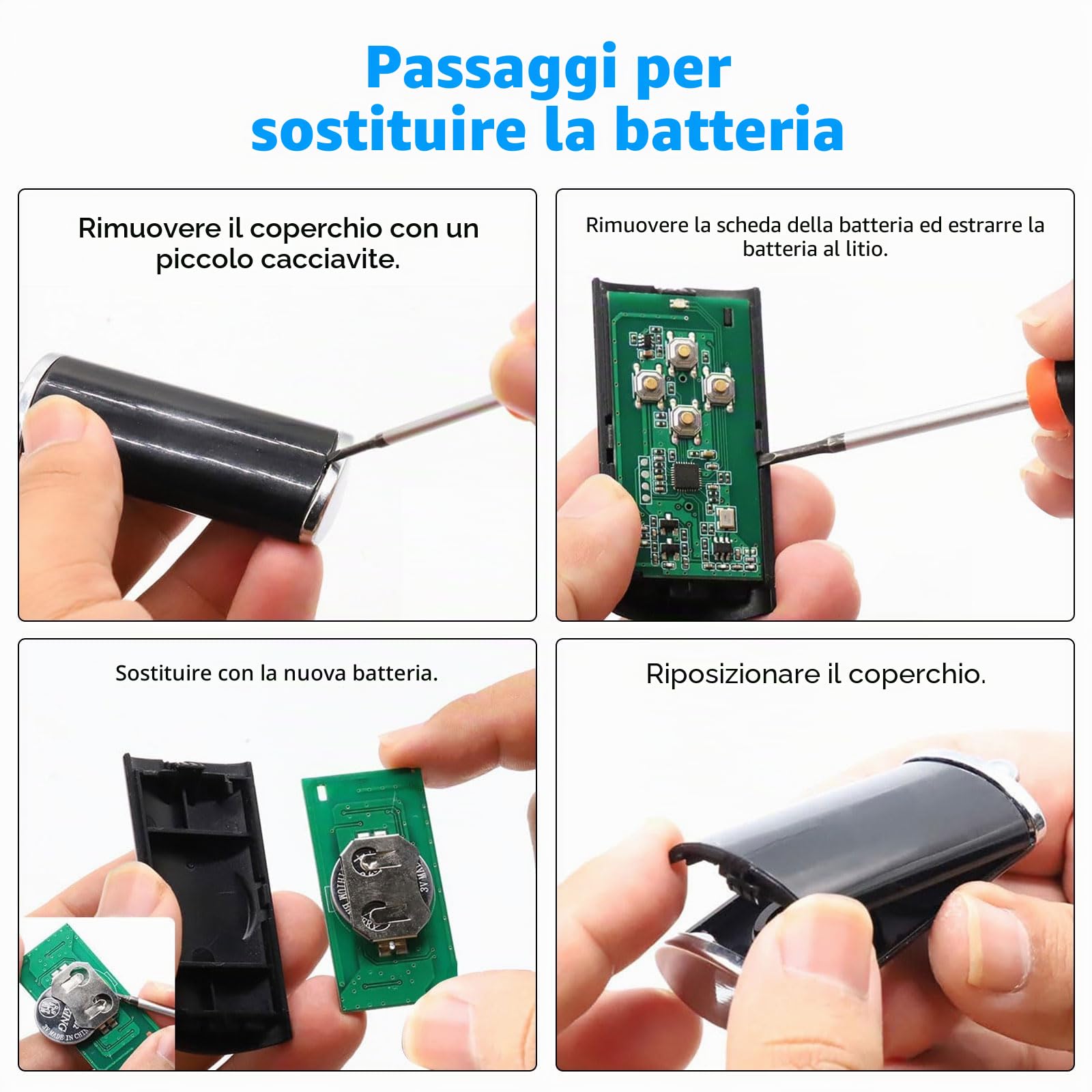 1 trasmettitore di ricambio per hse4-868-bs, apriporta del garage 868,3 MHz, 4 canali, compatibile con hse4-868-bs, hse2-868-bs(nero)