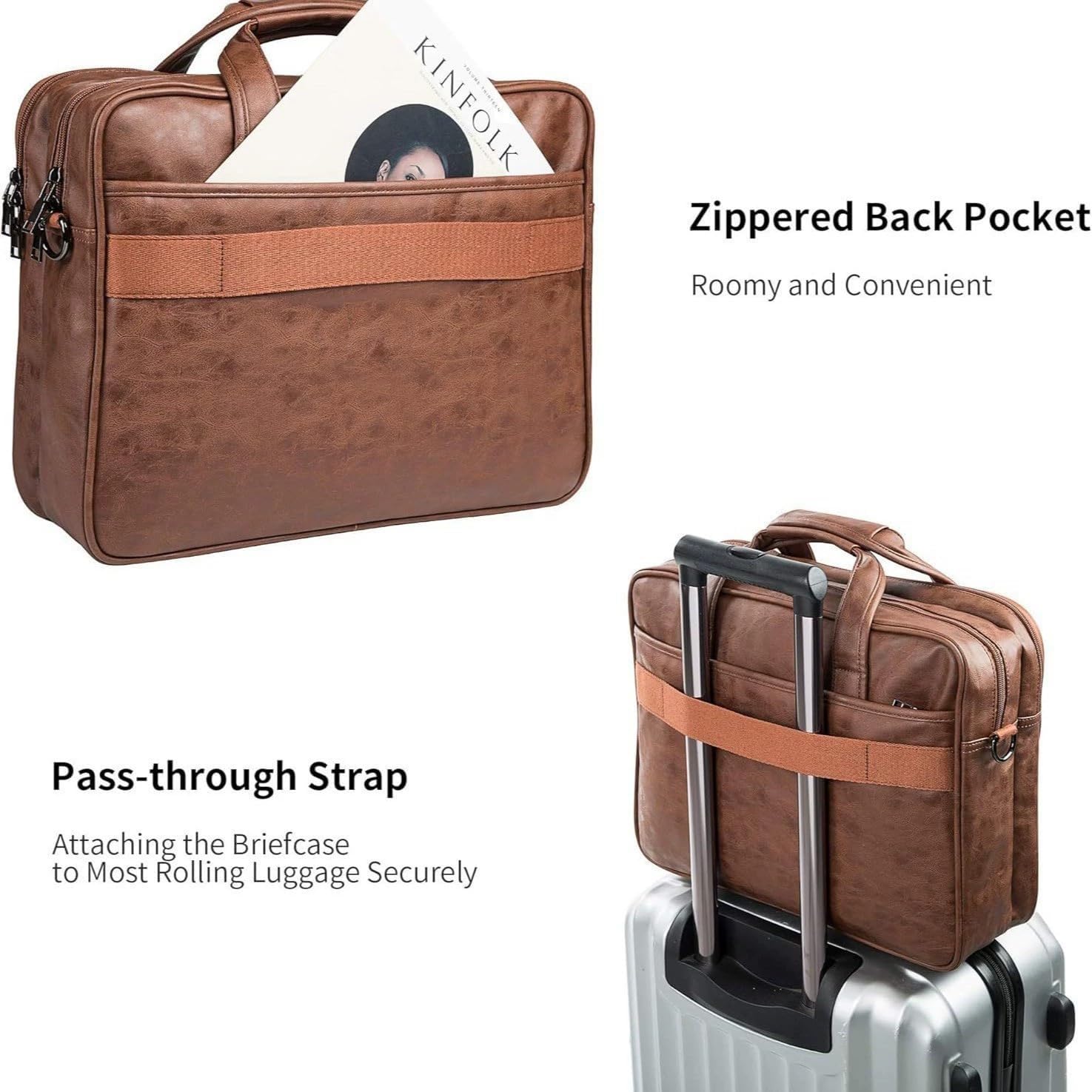 Leather Briefcases for Mens Laptop Messenger Bags Large Computer Shoulder Bag Satchel Bag for Office Business Travel - Image 7