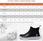 8 Fans Mens Deck Boots, Waterproof Rubber Rain Boots, Anti-Slip Fishing Booties, Short Ankle Shoes for Boating, Outdoor