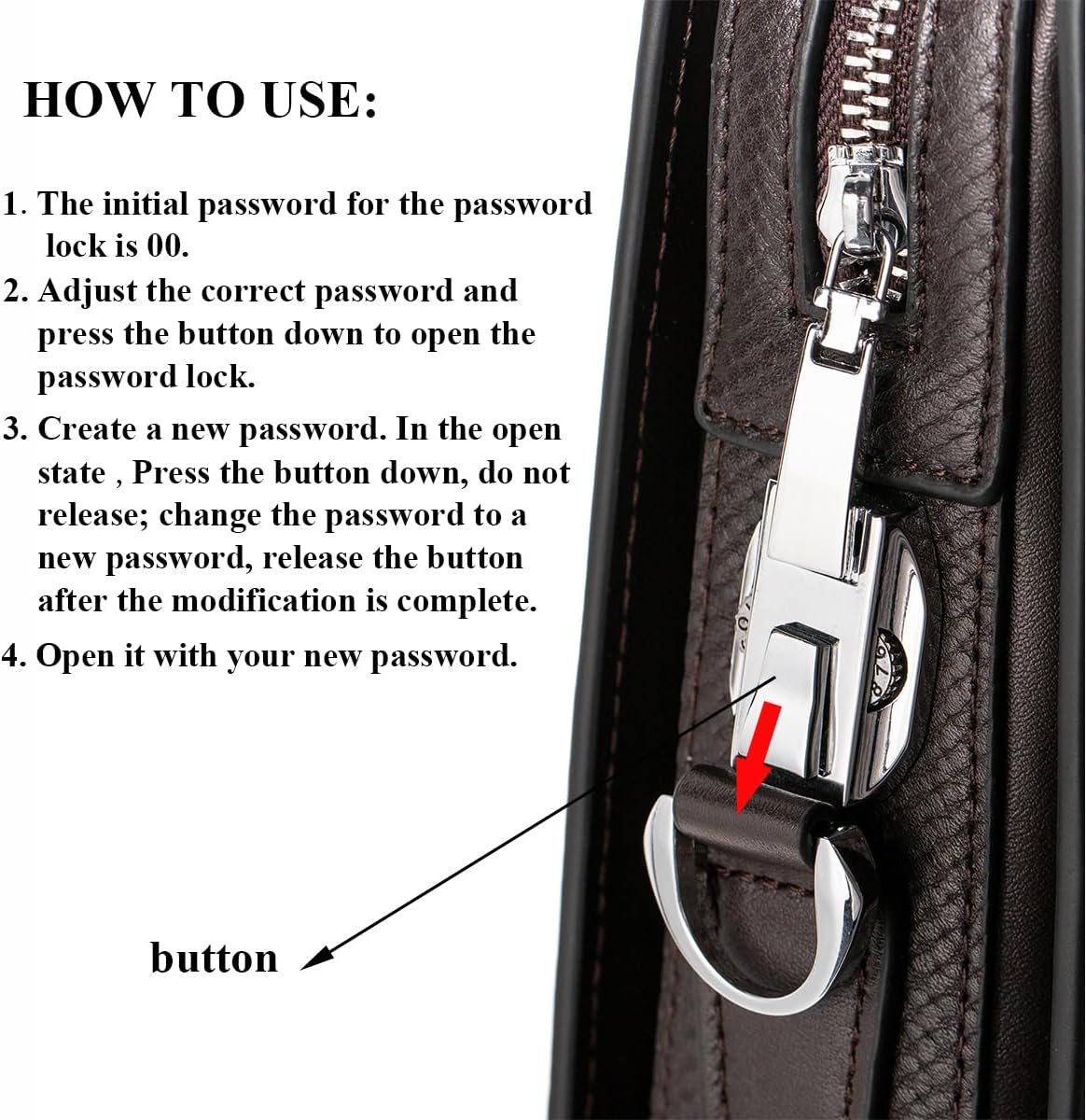 14 Inch Genuine Leather Briefcases for Men Laptop Bag With Lock Business Messenger Bag
