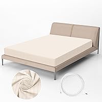 Vista 7 de RIQINXIN Sábana bajera ajustable de fibra plateada con conexión a tierra conductiva con cable de conexión a tierra de 15 pies, sábana bajera