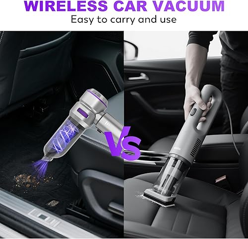 Miniatura 6 de Aspiradora de mano para automóvil, aspiradora inalámbrica 4 en 1, aspiradora portátil de alta potencia de 22000 PA con motor sin escobillas, para el