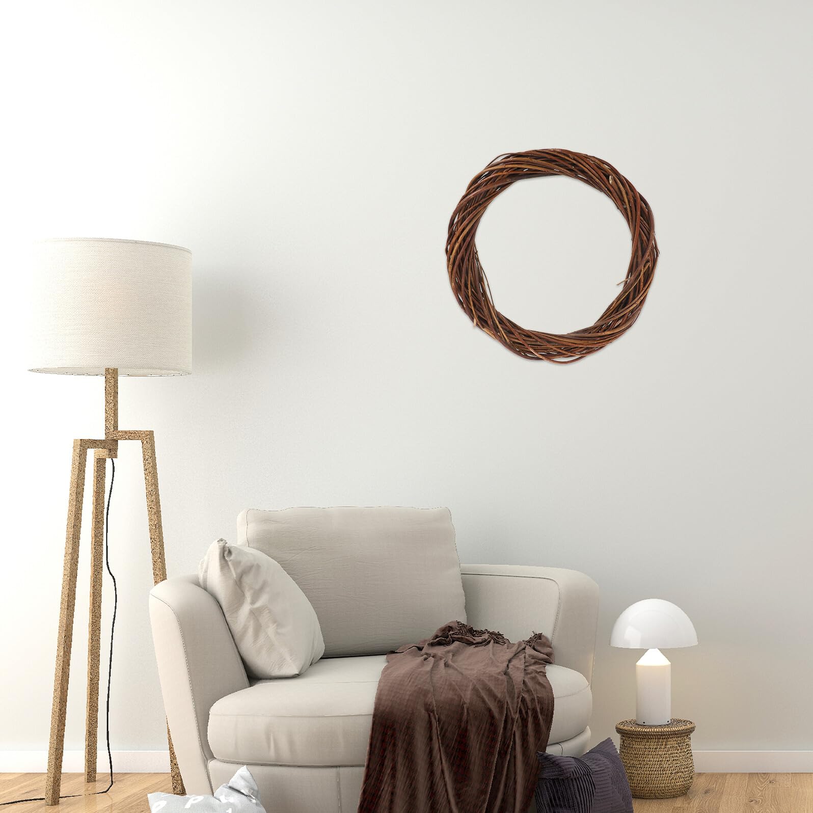 3 Stück Kleiner Weidenreben Rattan Kränze 30cm Rund Selbstgemacht Bastelkränze aus Natürlichem Rattan für Hochzeits und Partydekoration mit Langlebiger Verarbeitung