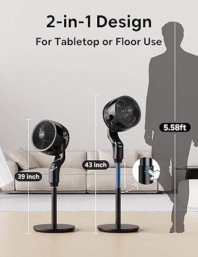 Miniatura 4 de JRD Ventilador para dormitorio, ventilador oscilante de 70, ventiladores de pedestal silencioso de 100 pies para oficina en casa, vertical manual de