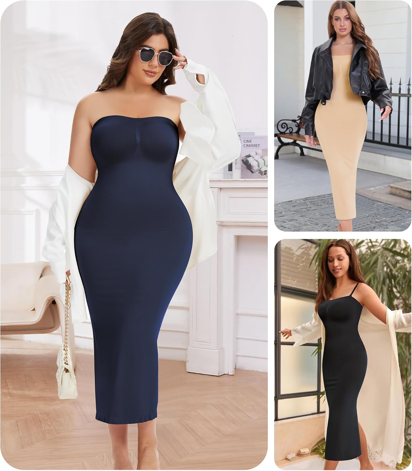 Strapless Shapewear Slip for Women Under Dresses Tummy Control Long Slips Dress Seamless Full Body Shaper Slimming - Image 6