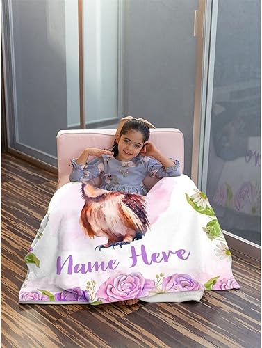 Miniatura 55 de Manta personalizada con diseño de jirafa y elefante, manta de franela suave, acogedora y ligera con nombre para sofá, cama, sofá, regalo, unisex