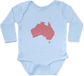Red Dot Map of Australia Body Suit Cute Long Sleeve Infant Baby Bodysuit Romper
