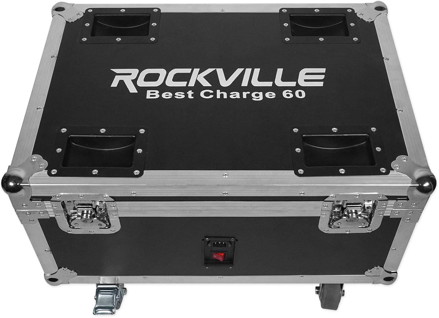 Rockville Best Pack 60 (6) Black 54W Battery Wash Lights, RGBWA+UV, Wireless DMX, Charging Case, Long-Life Battery, LCD Display, for DJs and Events