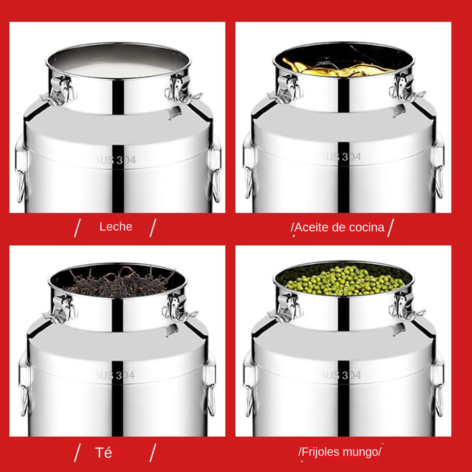 Recipiente De De Acero Inoxidable - 5L/9L/14L Utensilios De Cocina De Acero Inoxidable Herméticos Con Tapa,Bidón De Para Hogar Y Senderismo | Para Leche, Vino, Cerveza, Harina, Café, Azúcar,