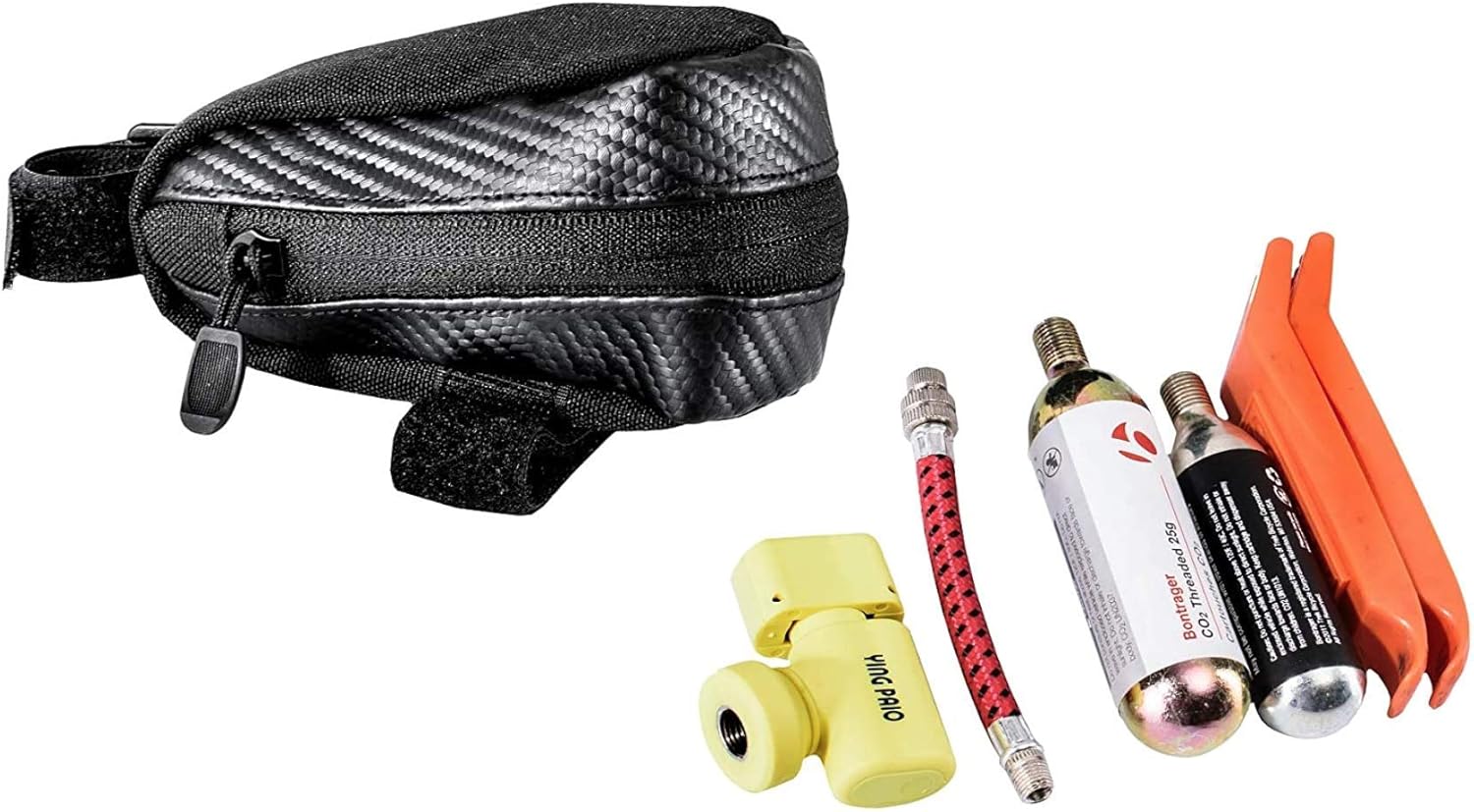 Triseven Bike Bottle Holder - Drink Holder Bike - 4 Piece Set with Saddle Cage Holder, 2 Drink Bottle Cages and Tool Bag - Bike Cup Holder for Drink Bottle - Without Drink Bottles