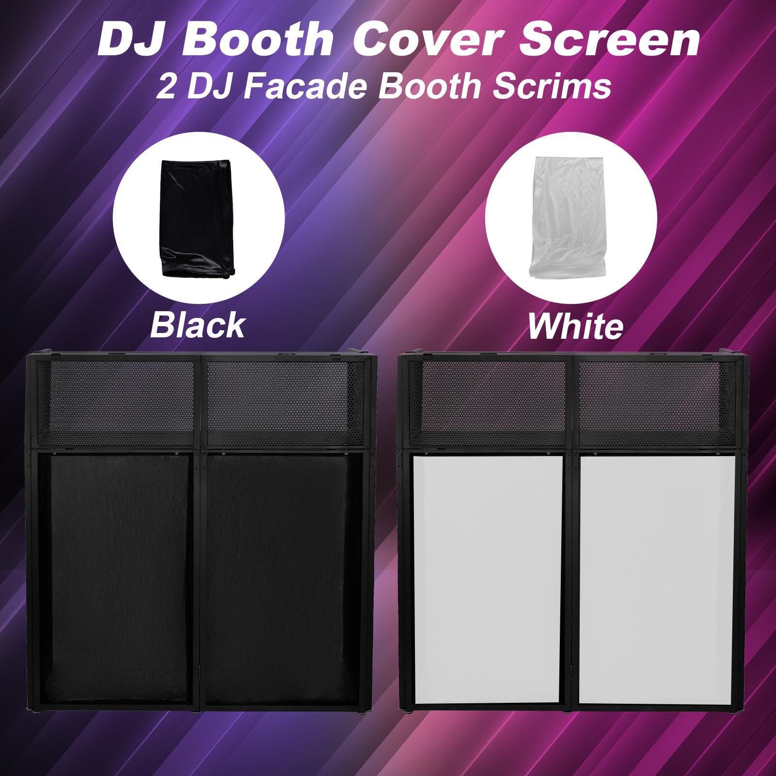 DJ Booth Ständer Tragbarer, Faltbarer DJ-Tisch mit Schwarzen und Weißen Sowie Tragtasche, Kabeldurchführungen, für Private Veranstaltungen und Clubs