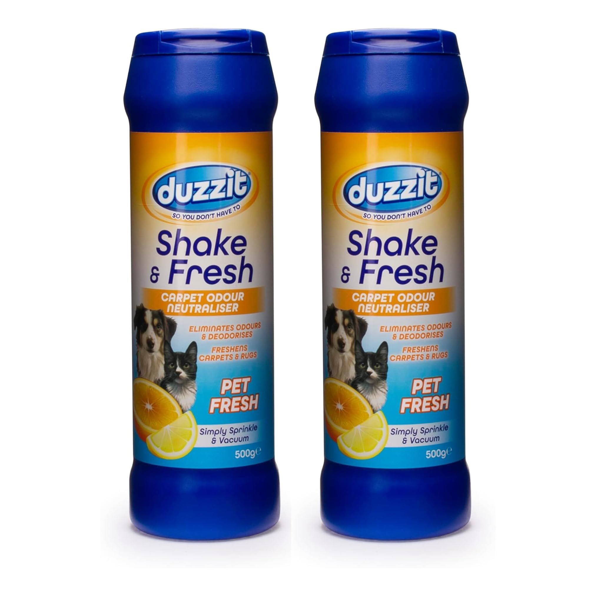 Shake & Fresh - Ambientador en polvo para alfombras Pet Fresh, paquete de 2 unidades de polvo limpiador de alfombras de 500 g Great British Home