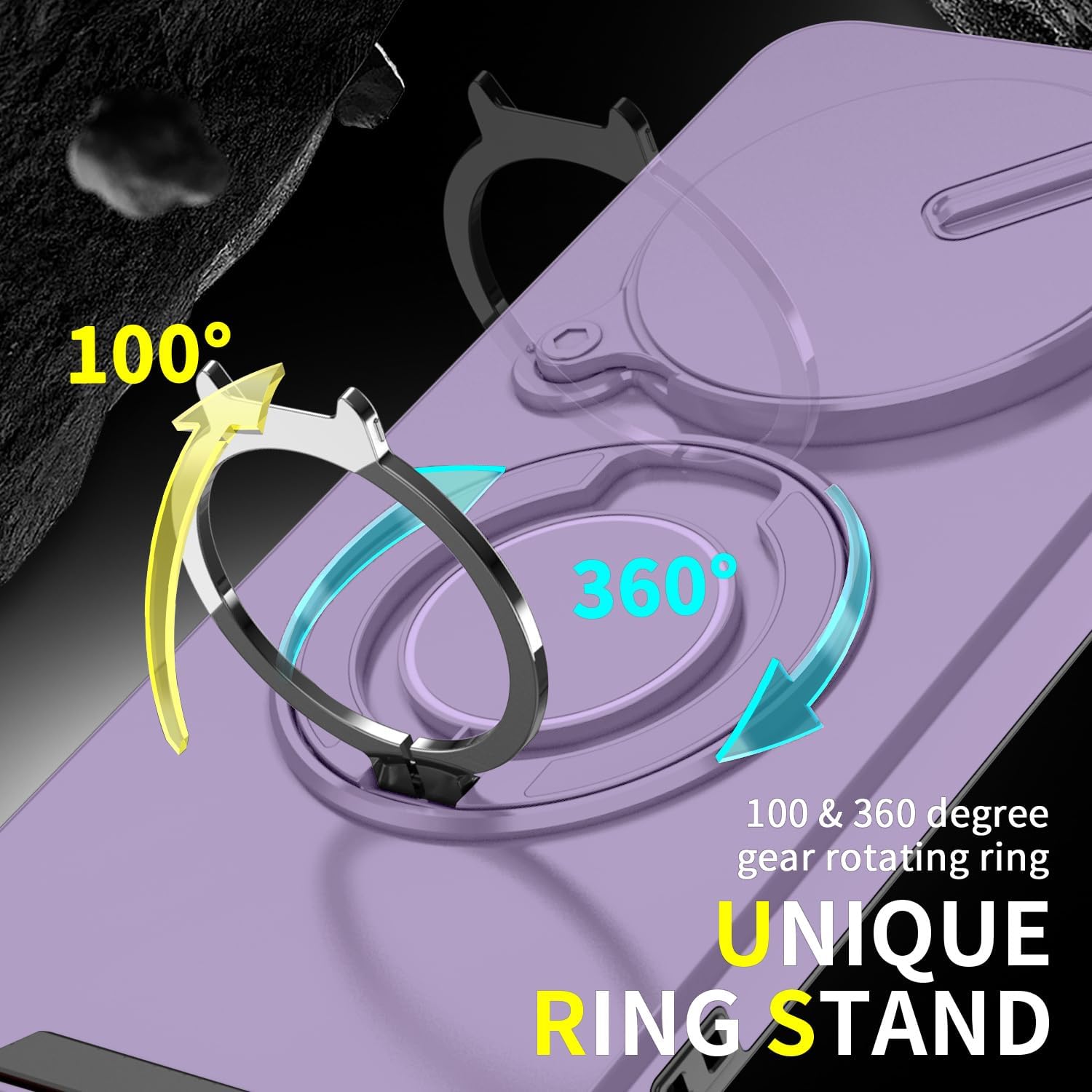 for Xiaomi Redmi 14C Case with Slide Camera Cover and Rotating Kickstand Ring, Slim Magnetic Shockproof Accessories Phone Case for Redmi 14C (Purple) - Image 3