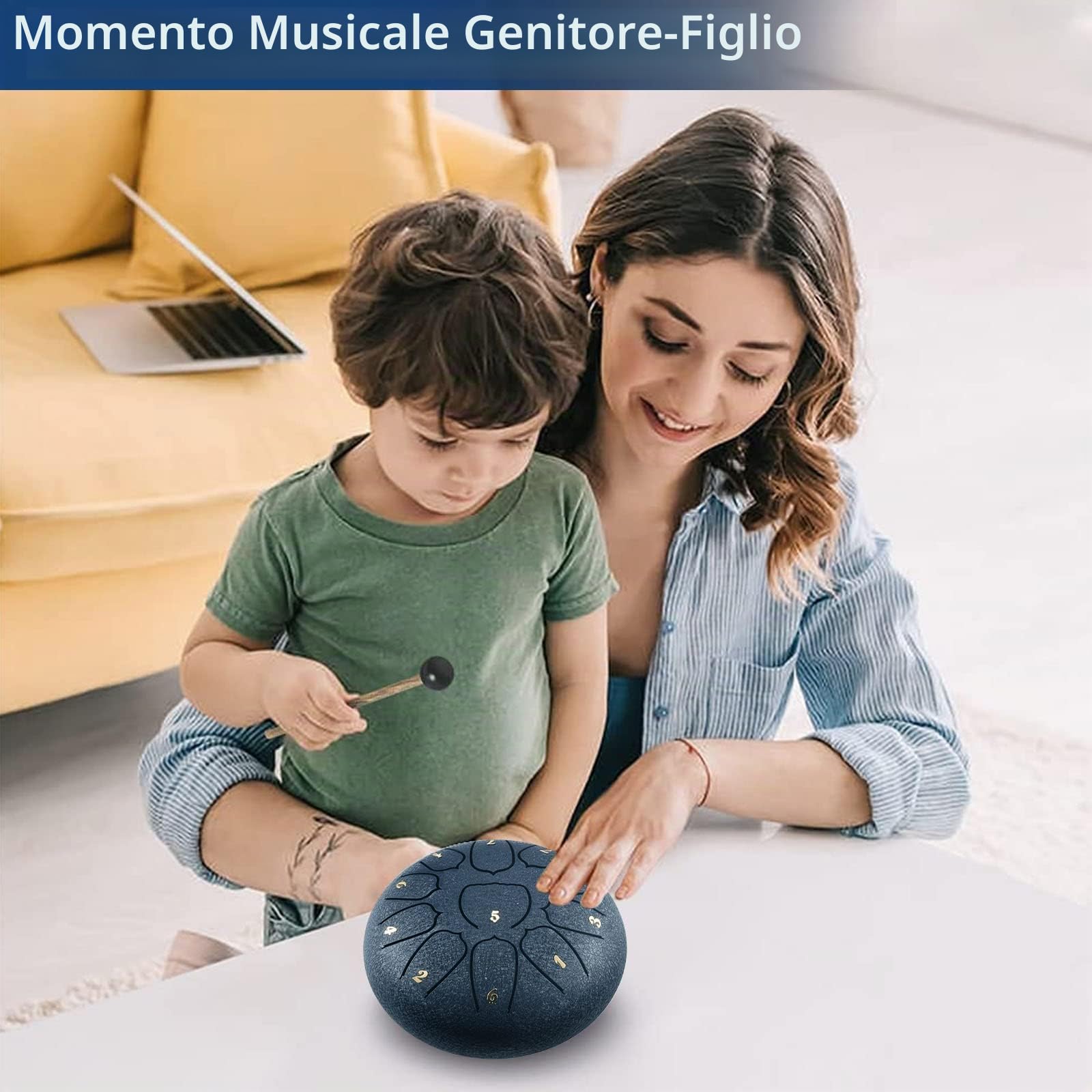 CIRULLI Tongue Drum 11 note da 6 pollici, tamburo per la lingua, in acciaio, con scatola per accessori, tasca, lettore musicale e bacchetta per meditazione, yoga, guarigione del suono