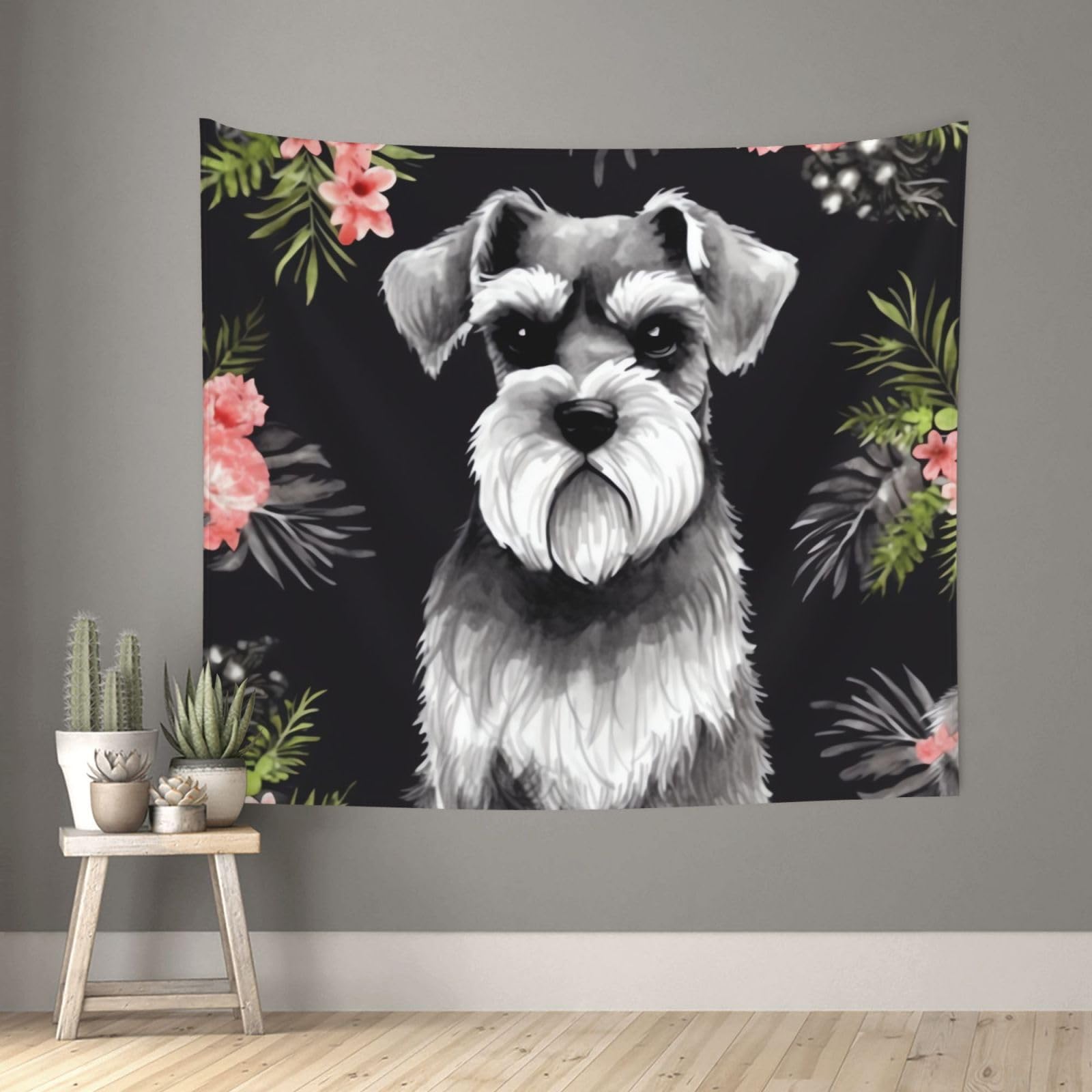 FodPand Schnauzer Tapestry for Bedroom Aesthetic, Wall Hanging Tapestries Art Decor Backdrop Wall Tapestry for Dorm Living Room Funny Poster Party Banner Background 51" X 60"